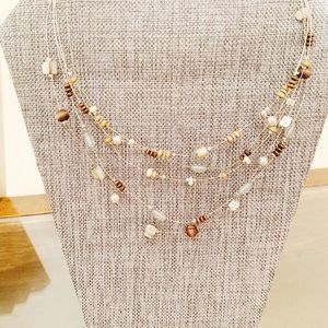 💛 Brown natural necklace, clear string